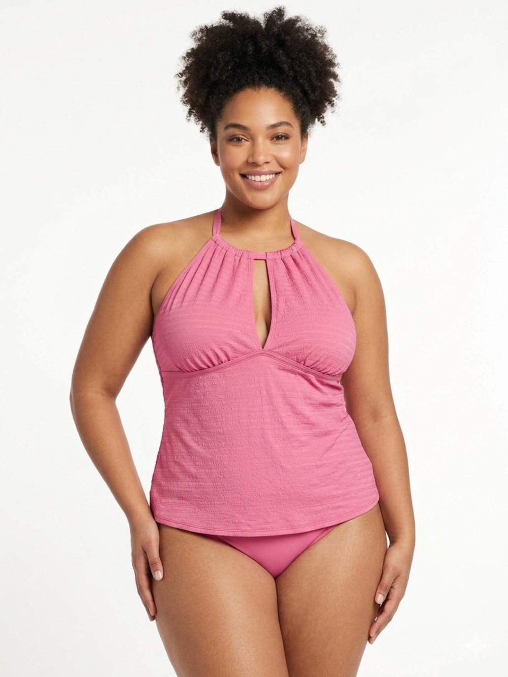 MYNAH Women's Pink Halter Tankini Top with Keyhole Front SIZE 24W NWOT